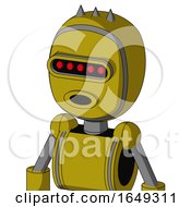 Poster, Art Print Of Yellow Automaton With Bubble Head And Round Mouth And Visor Eye And Three Spiked