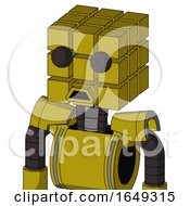 Poster, Art Print Of Yellow Automaton With Cube Head And Sad Mouth And Two Eyes