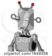 White Automaton With Cylinder Head And Sad Mouth And Two Eyes And Double Led Antenna