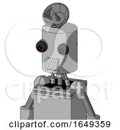 White Automaton With Cylinder Head And Speakers Mouth And Red Eyed And Radar Dish Hat