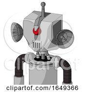White Automaton With Mechanical Head And Speakers Mouth And Angry Cyclops And Single Antenna