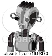 White Automaton With Droid Head And Speakers Mouth And Two Eyes And Pipe Hair