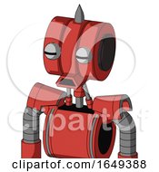 Poster, Art Print Of Tomato-Red Droid With Multi-Toroid Head And Sad Mouth And Two Eyes And Spike Tip