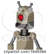 Poster, Art Print Of Tan Robot With Dome Head And Keyboard Mouth And Cyclops Eye And Double Antenna