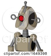 Poster, Art Print Of Tan Robot With Droid Head And Toothy Mouth And Cyclops Eye And Single Antenna