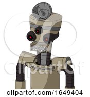 Poster, Art Print Of Tan Robot With Vase Head And Square Mouth And Three-Eyed And Radar Dish Hat