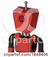 Poster, Art Print Of Tomato-Red Droid With Box Head And Cyclops Eye And Single Antenna