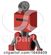 Poster, Art Print Of Tomato-Red Droid With Box Head And Vent Mouth And Black Visor Cyclops And Radar Dish Hat