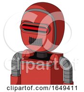 Poster, Art Print Of Tomato-Red Droid With Bubble Head And Dark Tooth Mouth And Visor Eye