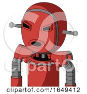 Poster, Art Print Of Tomato-Red Droid With Bubble Head And Round Mouth And Angry Eyes