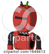 Poster, Art Print Of Tomato-Red Droid With Bubble Head And Vent Mouth And Black Visor Cyclops And Wire Hair
