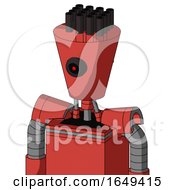 Poster, Art Print Of Tomato-Red Droid With Cylinder-Conic Head And Black Cyclops Eye And Pipe Hair