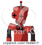 Poster, Art Print Of Tomato-Red Droid With Cylinder-Conic Head And Speakers Mouth And Plus Sign Eyes And Single Led Antenna