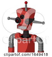 Poster, Art Print Of Tomato-Red Droid With Cylinder-Conic Head And Square Mouth And Three-Eyed And Single Led Antenna