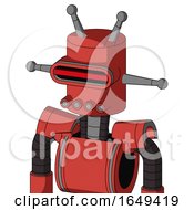 Poster, Art Print Of Tomato-Red Droid With Cylinder Head And Pipes Mouth And Visor Eye And Double Antenna