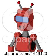 Poster, Art Print Of Tomato-Red Droid With Cylinder Head And Speakers Mouth And Large Blue Visor Eye And Double Led Antenna