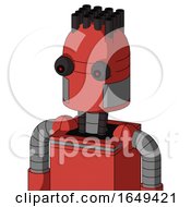 Poster, Art Print Of Tomato-Red Droid With Dome Head And Red Eyed And Pipe Hair