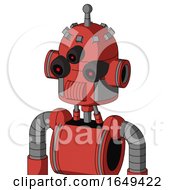 Poster, Art Print Of Tomato-Red Droid With Dome Head And Speakers Mouth And Three-Eyed And Single Antenna