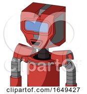 Poster, Art Print Of Tomato-Red Droid With Mechanical Head And Happy Mouth And Large Blue Visor Eye