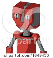 Tomato Red Droid With Mechanical Head And Speakers Mouth And Two Eyes