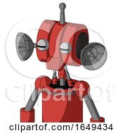 Poster, Art Print Of Tomato-Red Droid With Multi-Toroid Head And Speakers Mouth And Two Eyes And Single Antenna