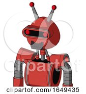 Poster, Art Print Of Tomato-Red Droid With Rounded Head And Dark Tooth Mouth And Visor Eye And Double Led Antenna