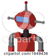 Poster, Art Print Of Tomato-Red Droid With Rounded Head And Large Blue Visor Eye And Single Led Antenna