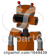 Redish Orange Mech With Vase Head And Square Mouth And Black Visor Eye And Double Led Antenna