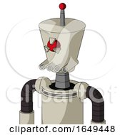 Tan Mech With Cylinder Conic Head And Pipes Mouth And Angry Cyclops Eye And Single Led Antenna