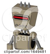 Tan Robot With Box Head And Pipes Mouth And Visor Eye And Three Spiked