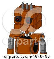 Redish Orange Mech With Cube Head And Black Glowing Red Eyes And Three Spiked