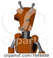 Redish Orange Mech With Cylinder Conic Head And Round Mouth And Angry Eyes And Double Antenna