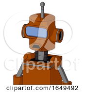 Redish Orange Mech With Cylinder Head And Sad Mouth And Large Blue Visor Eye And Single Antenna