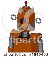 Redish Orange Mech With Dome Head And Happy Mouth And Black Cyclops Eye And Single Led Antenna