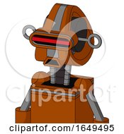 Redish Orange Mech With Droid Head And Sad Mouth And Visor Eye