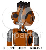 Redish Orange Mech With Droid Head And Square Mouth And Two Eyes And Pipe Hair