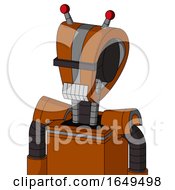 Redish Orange Mech With Droid Head And Teeth Mouth And Black Visor Cyclops And Double Led Antenna