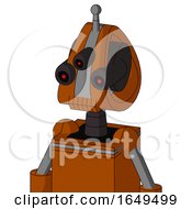 Redish Orange Mech With Droid Head And Toothy Mouth And Three Eyed And Single Antenna