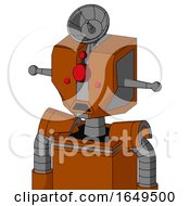 Redish Orange Mech With Mechanical Head And Sad Mouth And Cyclops Compound Eyes And Radar Dish Hat