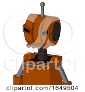 Redish Orange Mech With Multi Toroid Head And Pipes Mouth And Angry Eyes And Single Antenna