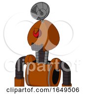 Redish Orange Mech With Rounded Head And Dark Tooth Mouth And Angry Cyclops And Radar Dish Hat