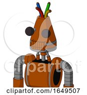 Redish Orange Mech With Cone Head And Toothy Mouth And Two Eyes And Wire Hair