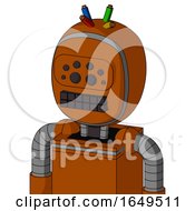Redish Orange Mech With Bubble Head And Keyboard Mouth And Bug Eyes And Wire Hair