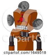 Redish Orange Mech With Box Head And Keyboard Mouth And Cyclops Compound Eyes And Radar Dish Hat
