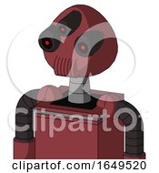 Poster, Art Print Of Red Mech With Rounded Head And Speakers Mouth And Three-Eyed