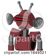 Red Mech With Rounded Head And Sad Mouth And Visor Eye And Double Antenna