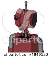 Poster, Art Print Of Red Mech With Multi-Toroid Head And Happy Mouth And Angry Eyes And Single Antenna