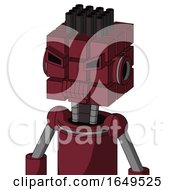 Poster, Art Print Of Red Droid With Cube Head And Toothy Mouth And Angry Eyes And Pipe Hair