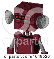 Poster, Art Print Of Red Droid With Cube Head And Toothy Mouth And Visor Eye