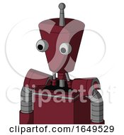 Poster, Art Print Of Red Droid With Cylinder-Conic Head And Two Eyes And Single Antenna